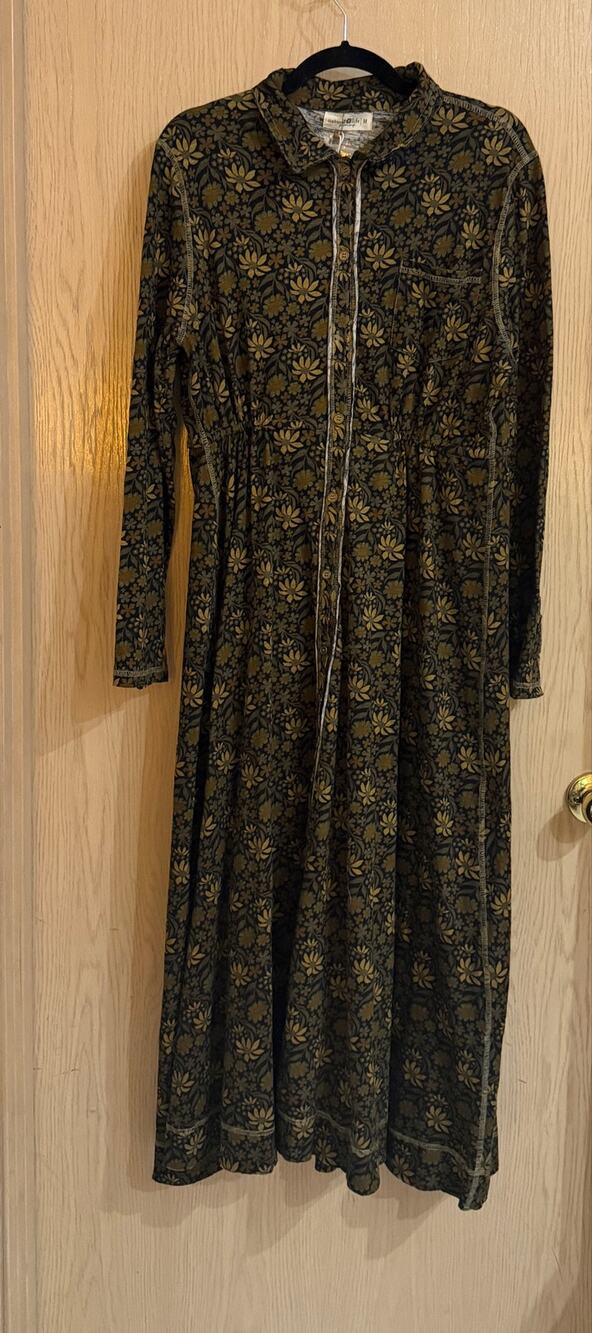 Natural Life Medium Floral Maxi Shirt Dress Boho Button Front NWT Rayon